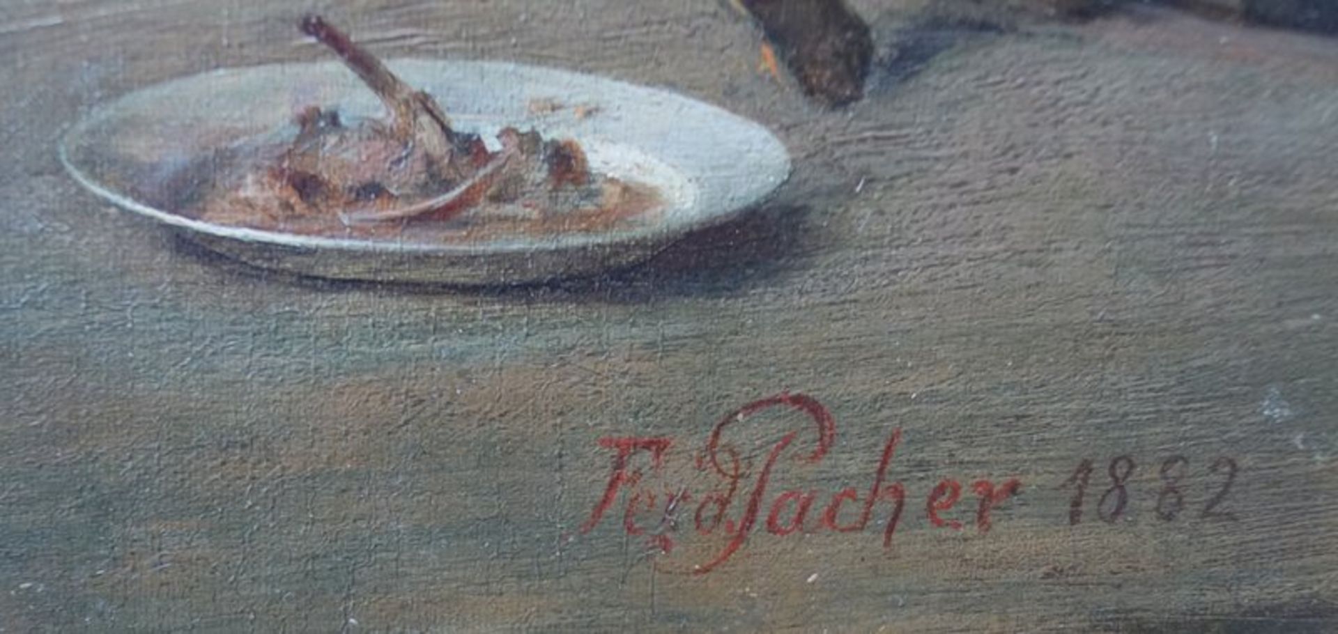 Pacher, Ferdinand (1852 Bad Reichenhall - 1911 ebenda): Jäger dressiert seinen Jagdhund, dat. 1882, - Image 3 of 4