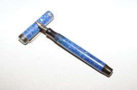 Faber-Castell: Kolbenfüller, Osmia, Feder 4810 v. Mont Blanc, 30er Jahre,blau marmoriertes