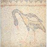 Römisches Bodenmosaik,"Kranich", 3.-5. Jhd.n.Chr.,Mosaik aus Kalkstein und Marmor, in