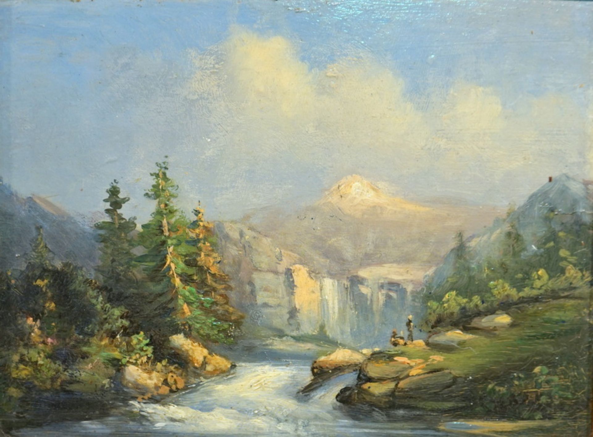 Belmer, Johan Daniel (1827 Utrecht - 1909 Barnevelt): Hochgebirgslandschaft mit Fluss, Ende 19.