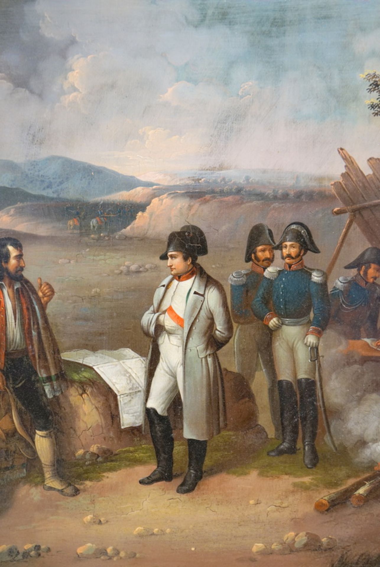 Napoleon im Feldlager vor der Schlacht 1. Viertel 19. Jhd.,Napoleon und seine Generäle unterreden - Bild 4 aus 7
