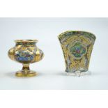 Haida Steinschönau: Zwei Vasen, Malerei auf Glas, 1. Hälfte 20. Jhd.,farbloses Glas mit reicher