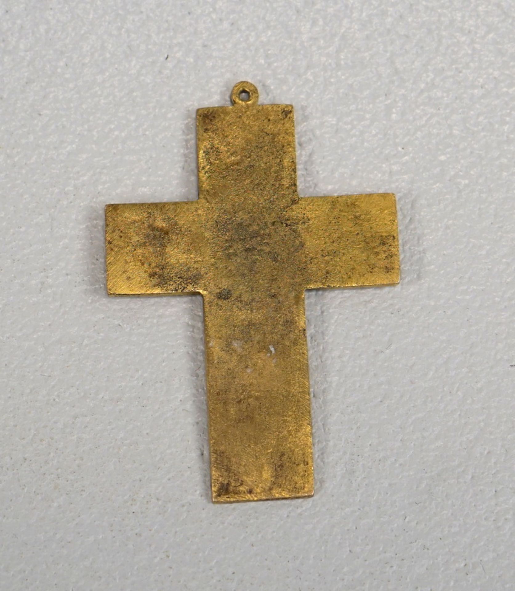 Emaillekreuz mit den 4 Evangelistensymbolen Bronze feuervergoldet,Kreuzanhänger eines Priesters - Bild 2 aus 2