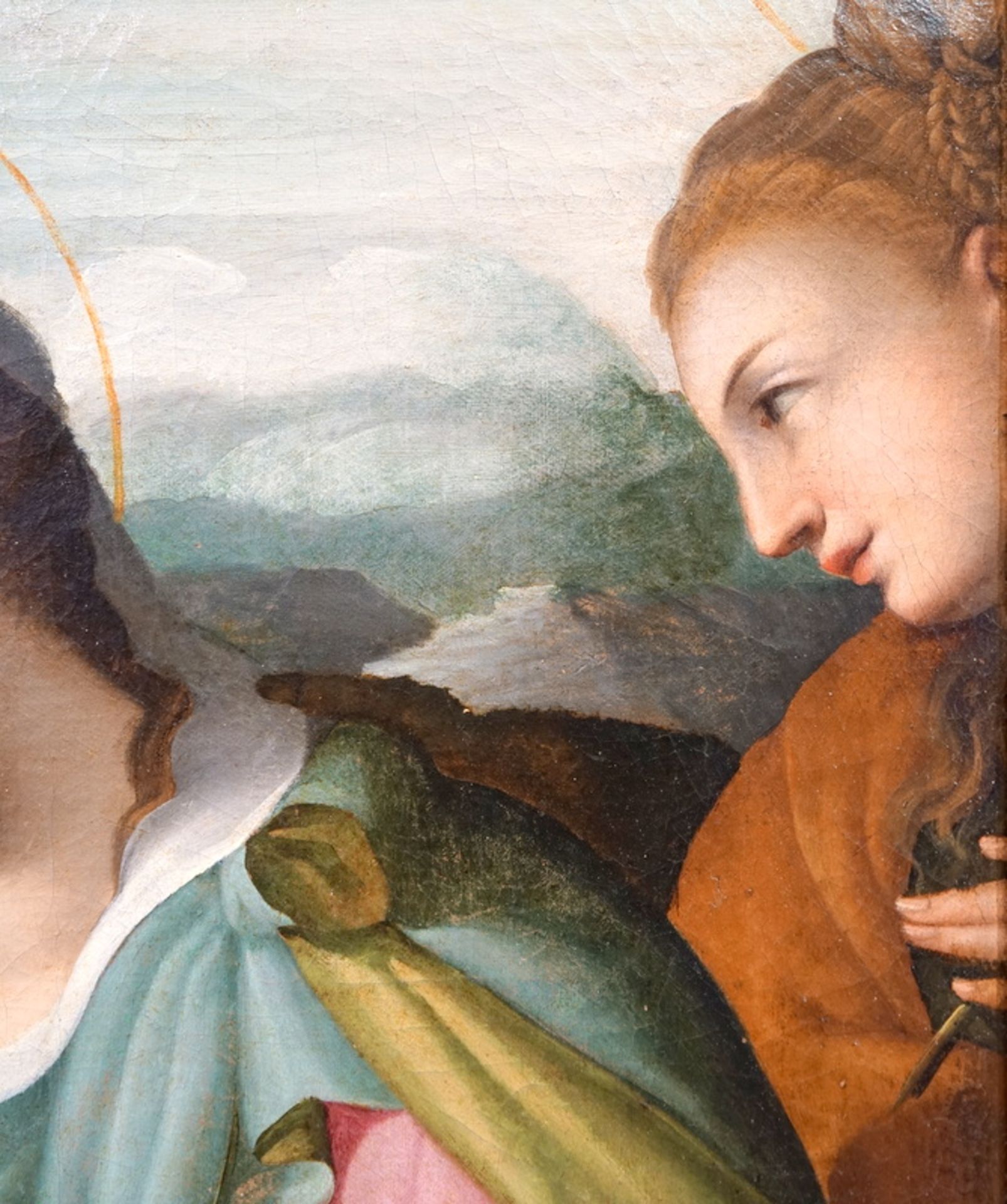Florentiner Meister, Umkreis Alessandro Allori, Thronende Madonna mit Kind und Heiligen - Image 6 of 12