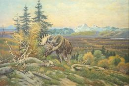 deutscher Maler des frühen 20.Jhd.: "Herbst im Nordland",Öl auf Leinwand, großformatige