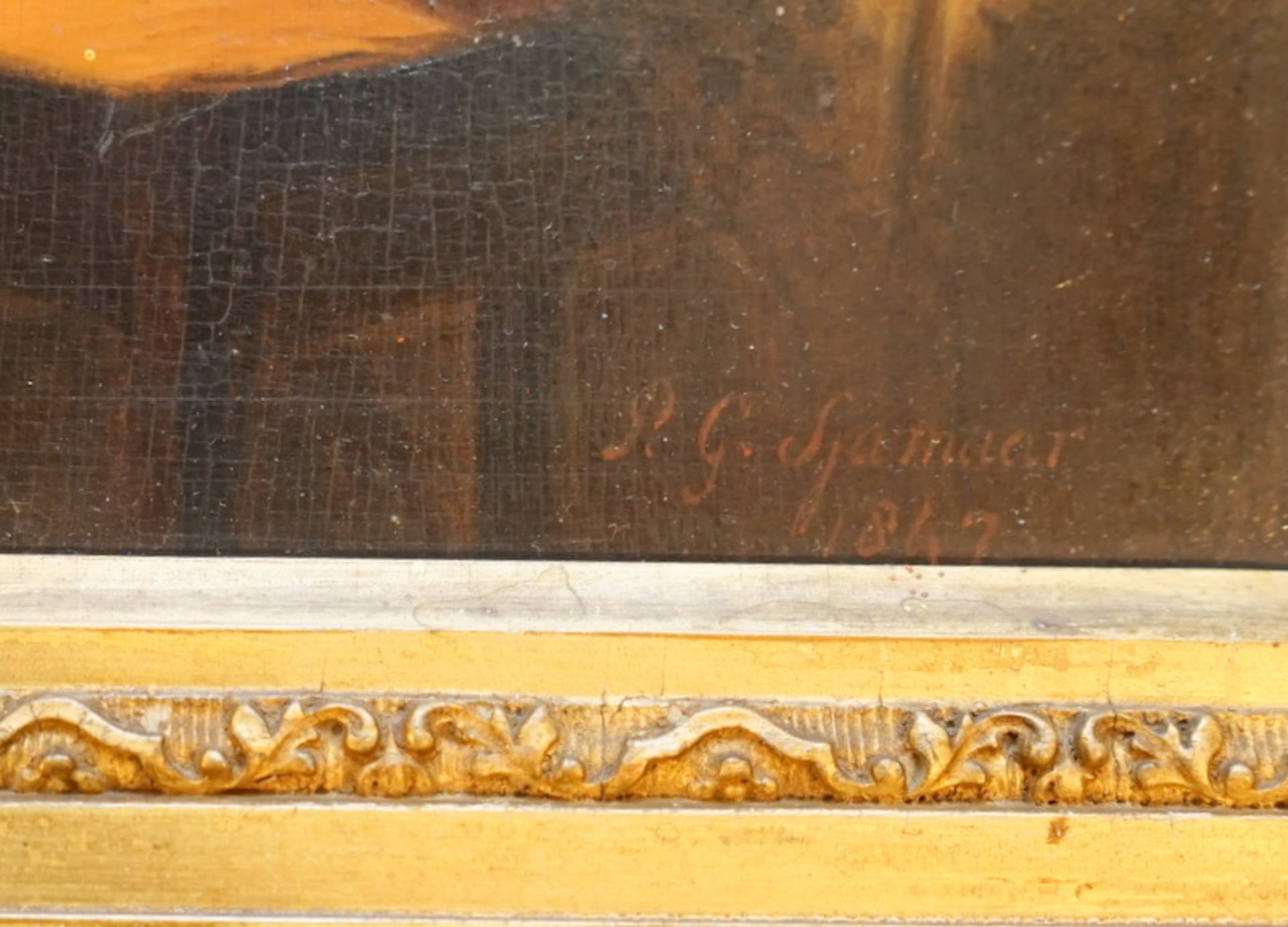 Sjamaar, Pieter Gerhardus (1819 Amsterdam - 1876 Den Haag.): Interieur: Einfädeln im Kerzenschein, - Bild 4 aus 5