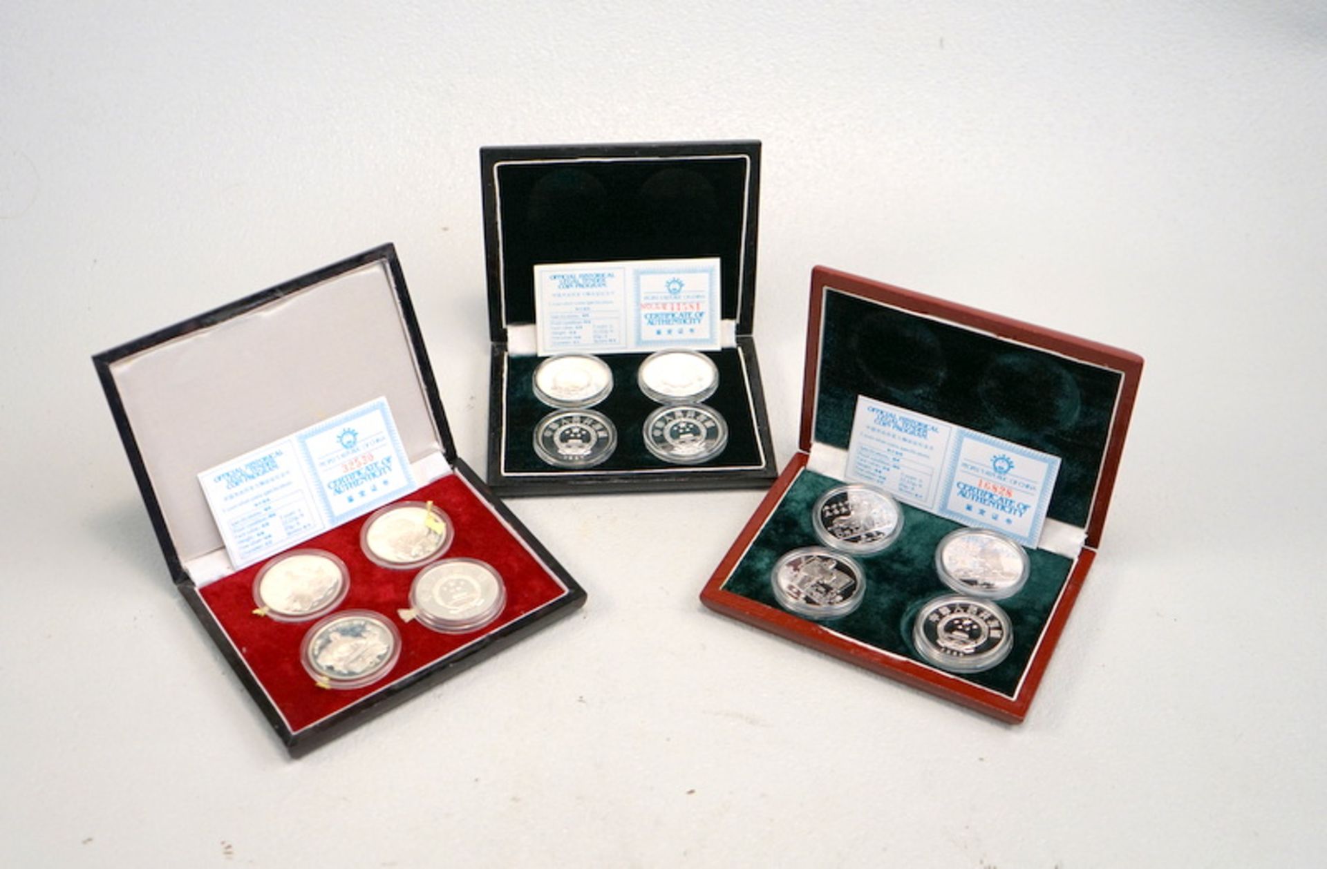 12 Münzen, Silber, China, 5 Yuan, 1986, 1987, 1988,jeweils 4x 1986,1987, 1988, 5 Yuan, Durchmesser