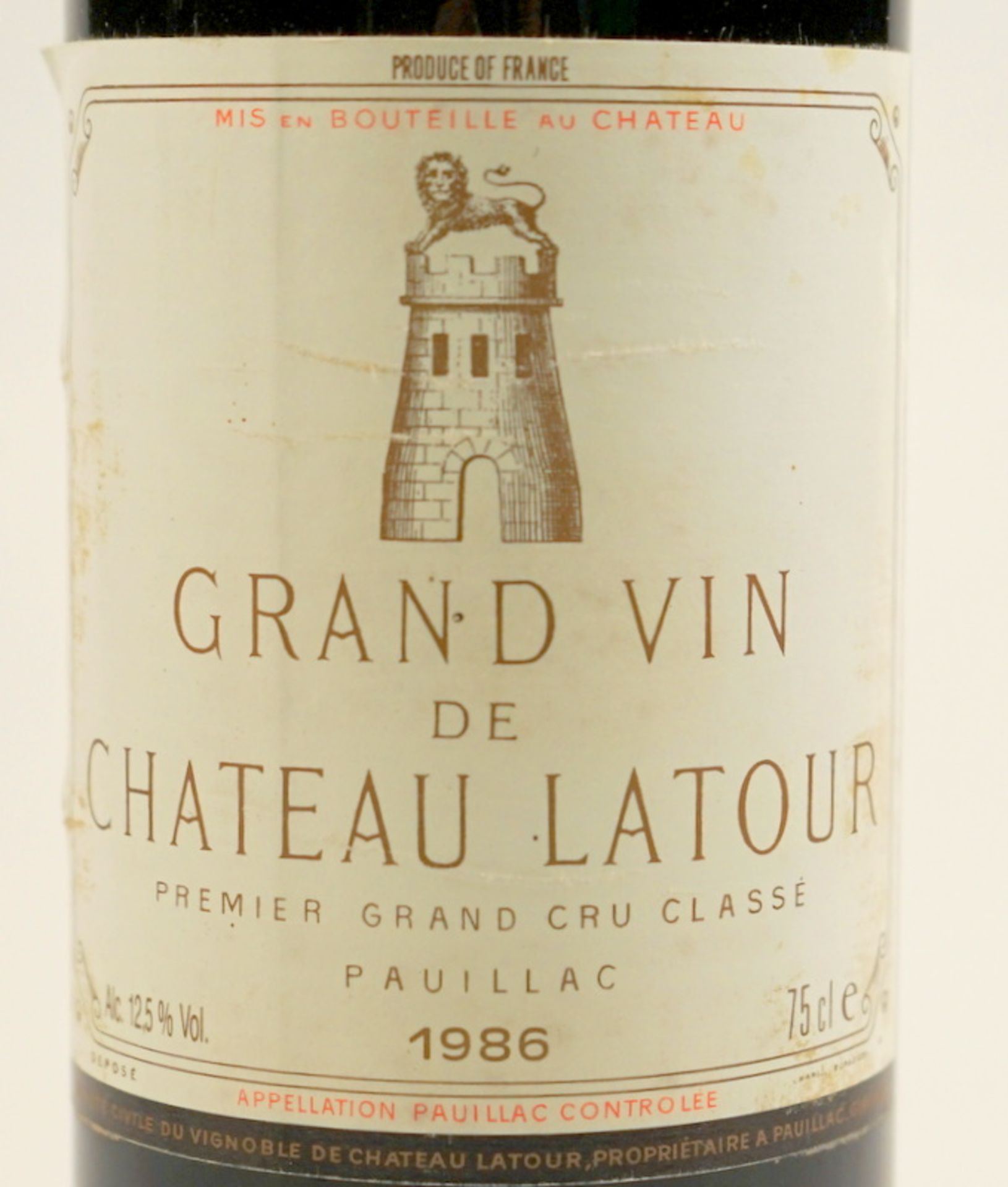 Grand Vin de Chateau Latour, Premier Grand Cru Classé, Paulliac, 1986,Rotwein, Etikett minim. - Image 3 of 3