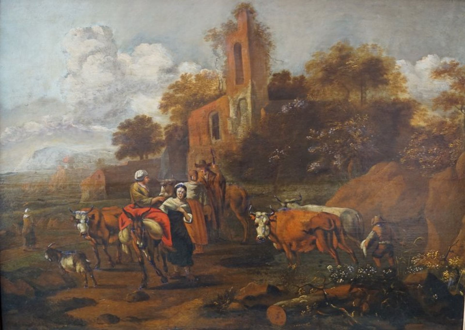 Begeyn, Abraham Jansz (1637 Leiden - 1697 Berlin): Rastenedes Volk an einer Italienischen Ruine,Öl