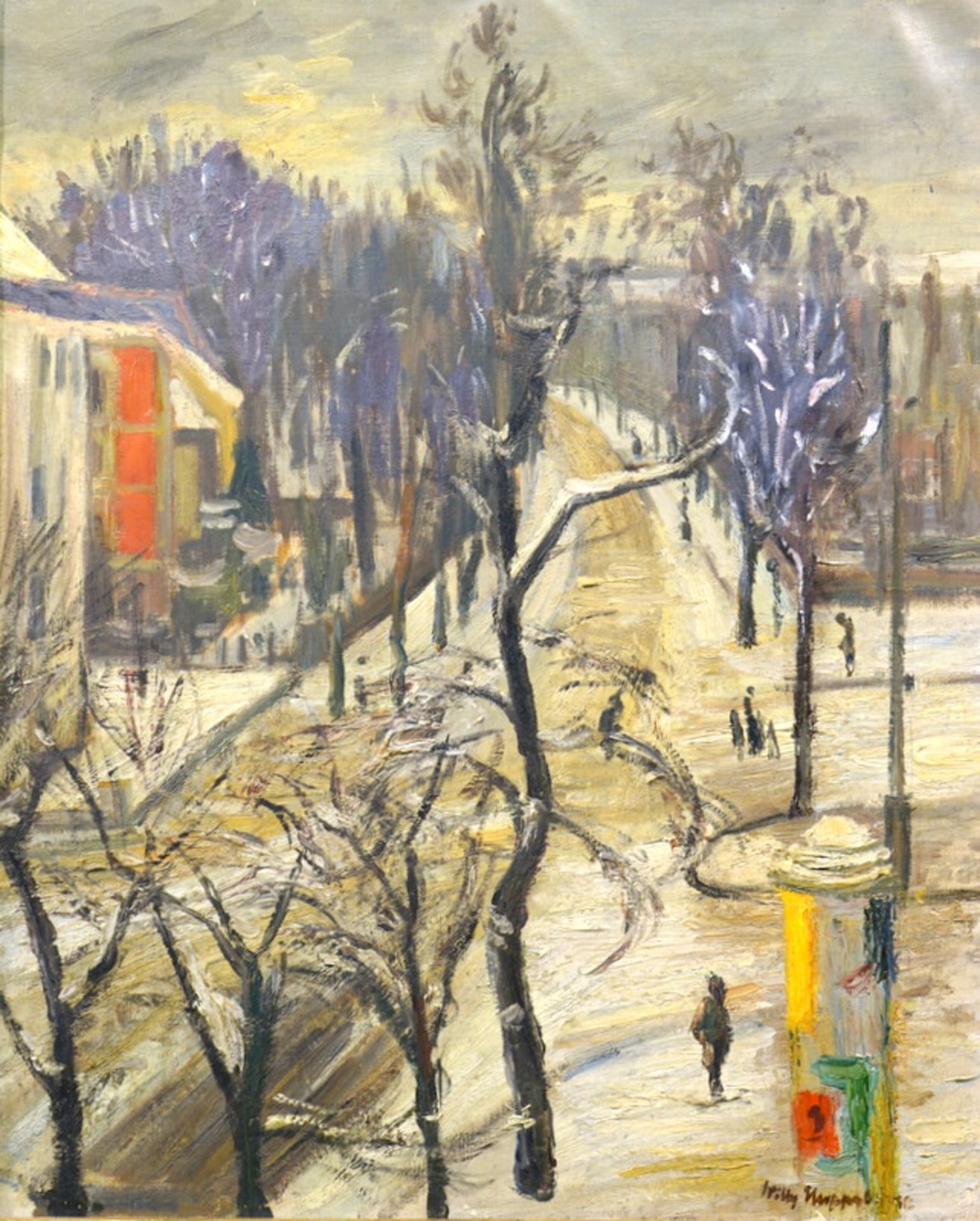 Huppert, Willy (1899-1979): Beiertheimer Allee im Winter, Karlsruhe,rechts unten signiert und