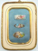 Drei kleine Miniaturmalereien auf Elfenbein, England, Anf. 19. Jhd.,Tempera auf Elfenbein, in
