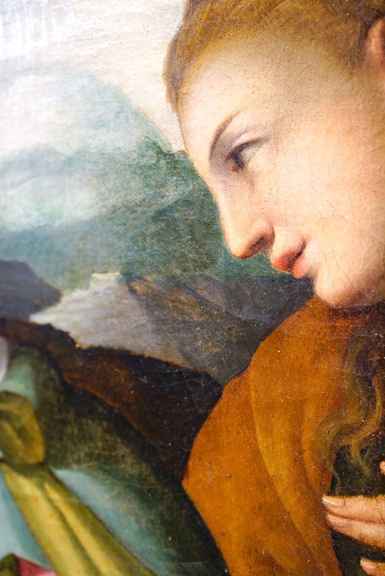 Florentiner Meister, Umkreis Alessandro Allori, Thronende Madonna mit Kind und Heiligen - Image 12 of 12