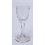 Weinglas, wohl Holland, 18.Jhd.,farbloses Glas, auf rundem Stand gekantet geschliffener Schaft,