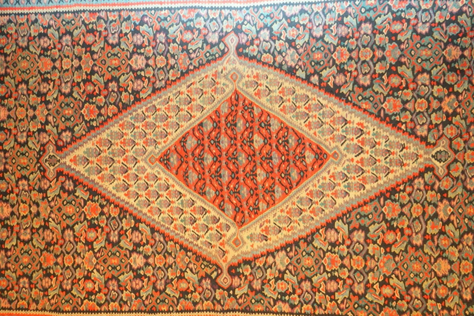 Kelim Flachgewebe Senneh / Bidjar Musterung,Iran, gepflegter Zustand, wohl Wandbehang, 196 x - Image 3 of 4