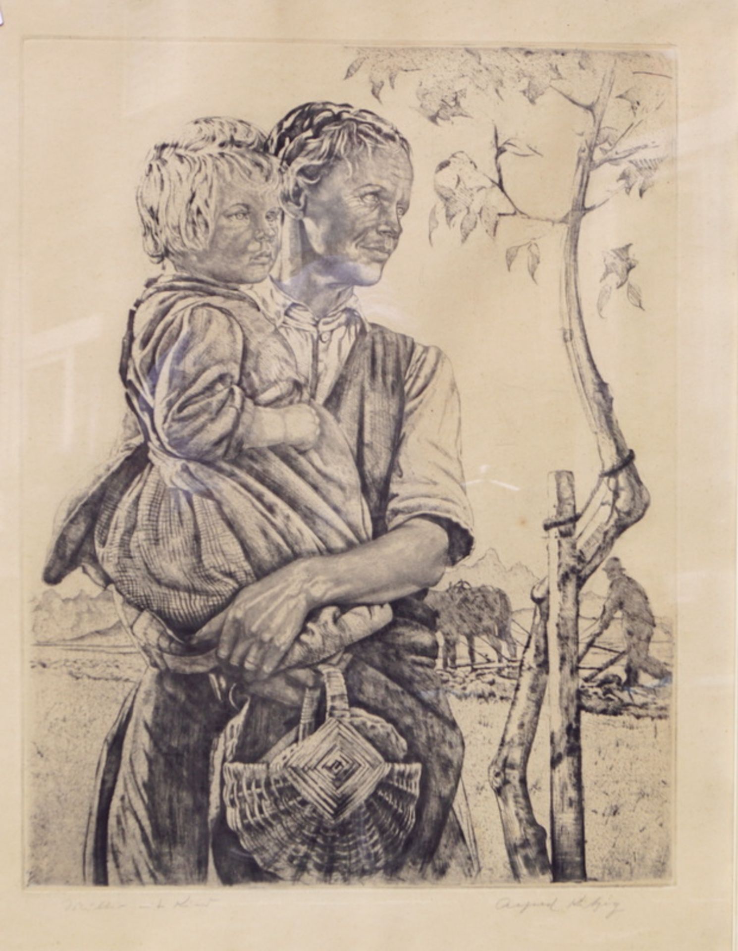 Alfred Kitzig (1902-1964): Zwei großformatige Blätter, u.a. "Mutter mit Kind",das zweite Blatt als