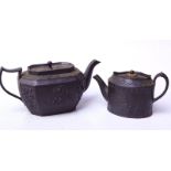 Wedgewood: Zwei klassizistische Teekannen, Black Basalt, 19.Jhd.,schwarze Keramik, Teekanne auf