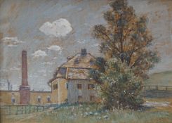 von Gietl, Josua (1847 München -1922 München): Impressionistische Landschaft mit Fabrikanlage,