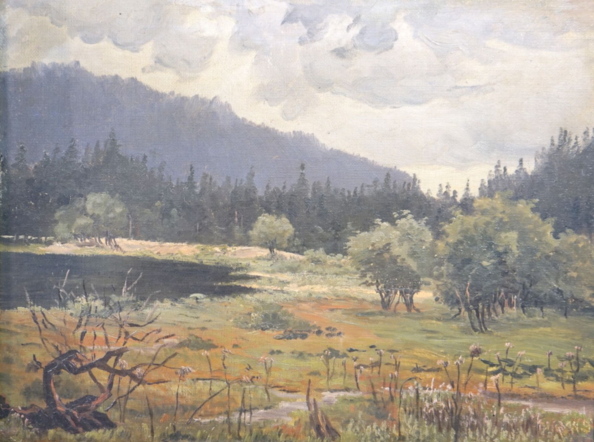 süddeutscher Meister: Süddeutsche Plein Air Landschaftsskizze, ca. 1920,Erinnert an die Arbeiten der