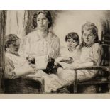 Pankok, Bernhard (1872 Münster (Westfalen); † 1943 in Baierbrunn): Familienporträt,Radierung, in der