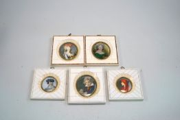 Fünf Elfenbeinminiaturen,u.a. Porträt der Fabiola, Miss Sarah Siddous, Marie Antoinette.,,