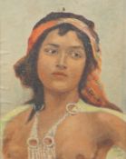 Pozaj (unentschl.): Bruststück einer nackten Orientalin, dat (1925),Bruststück in Frontalsicht, um