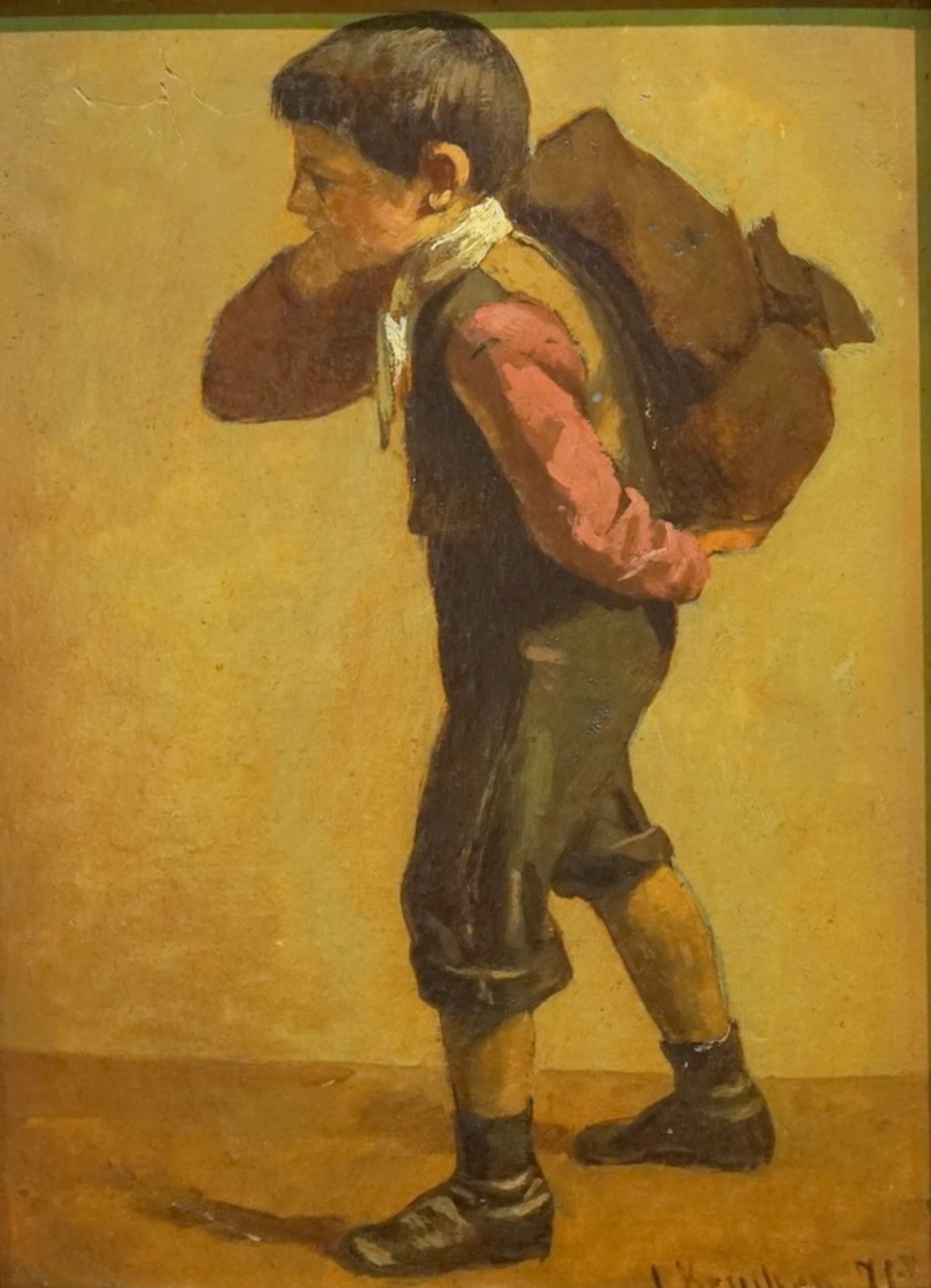 Keuchenius, Jan Robertus (attr.) (1836 Den Haag - 1922 Rijswijk): Knabe einen Sack tragend,Öl auf