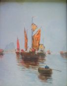 Fabre: Segelschiffe vor der Küste von Neapel,Öl auf Holz, rechts unten signiert, ca. 20 x 30cm,