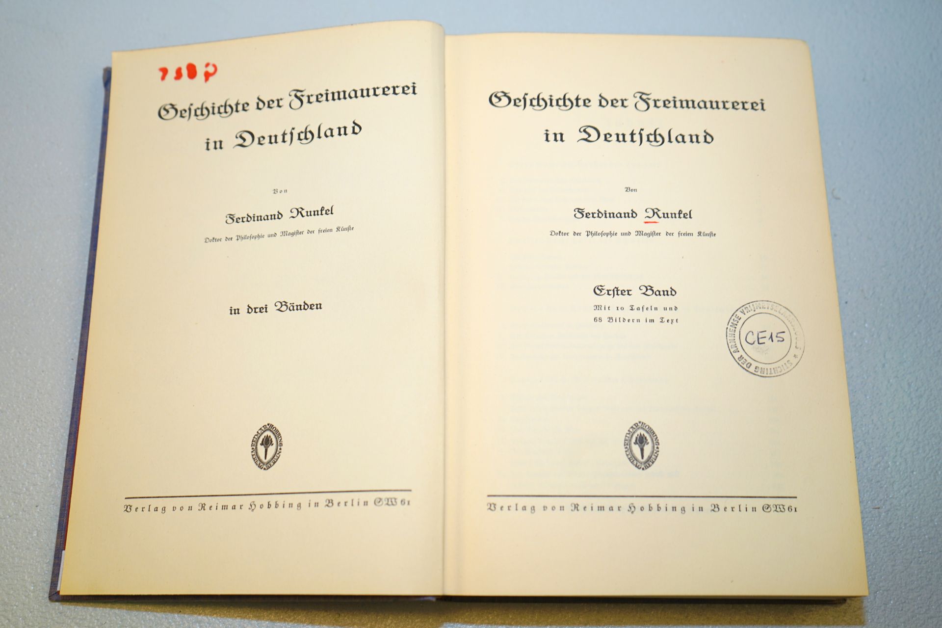 Ferdinand Runkel: Geschichte der Freimaurerei in Deutschland, 3 Bde., Ausgabe 1931,erschienen beim - Image 2 of 2