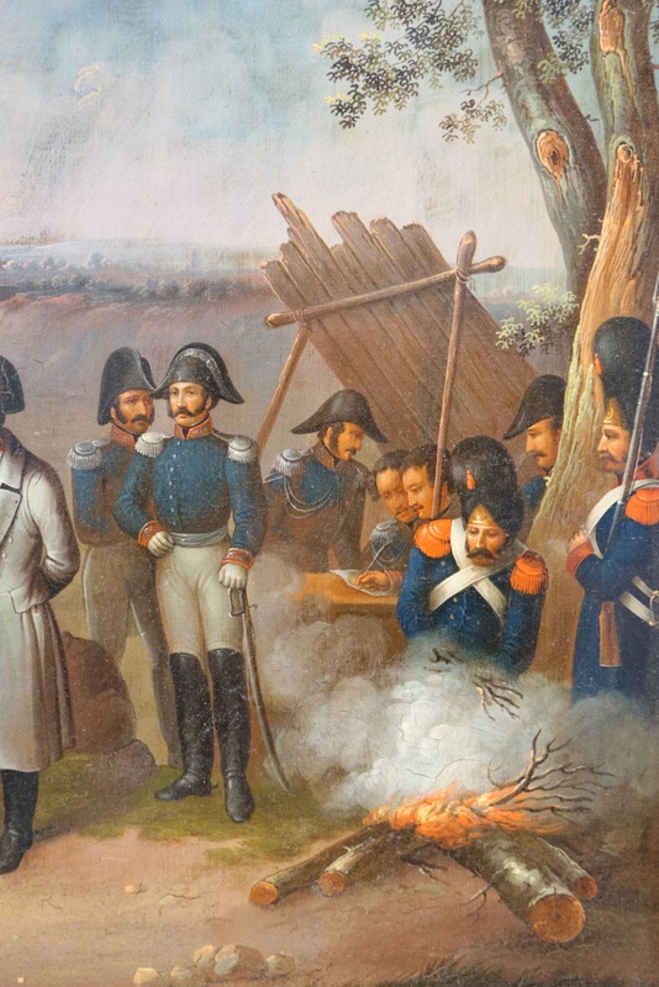 Napoleon im Feldlager vor der Schlacht 1. Viertel 19. Jhd.,Napoleon und seine Generäle unterreden - Bild 5 aus 7