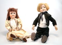 Simon und Halbig, Gräfenhain und Hidburghause (1869 ff.): Zwei Puppen, Junge und Mädchen, um 1910/