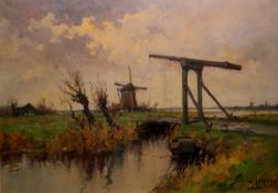 Van der Heijden, Johannes Cornelis (1911-1992): Holländische Landschaft mit Flusslauf und
