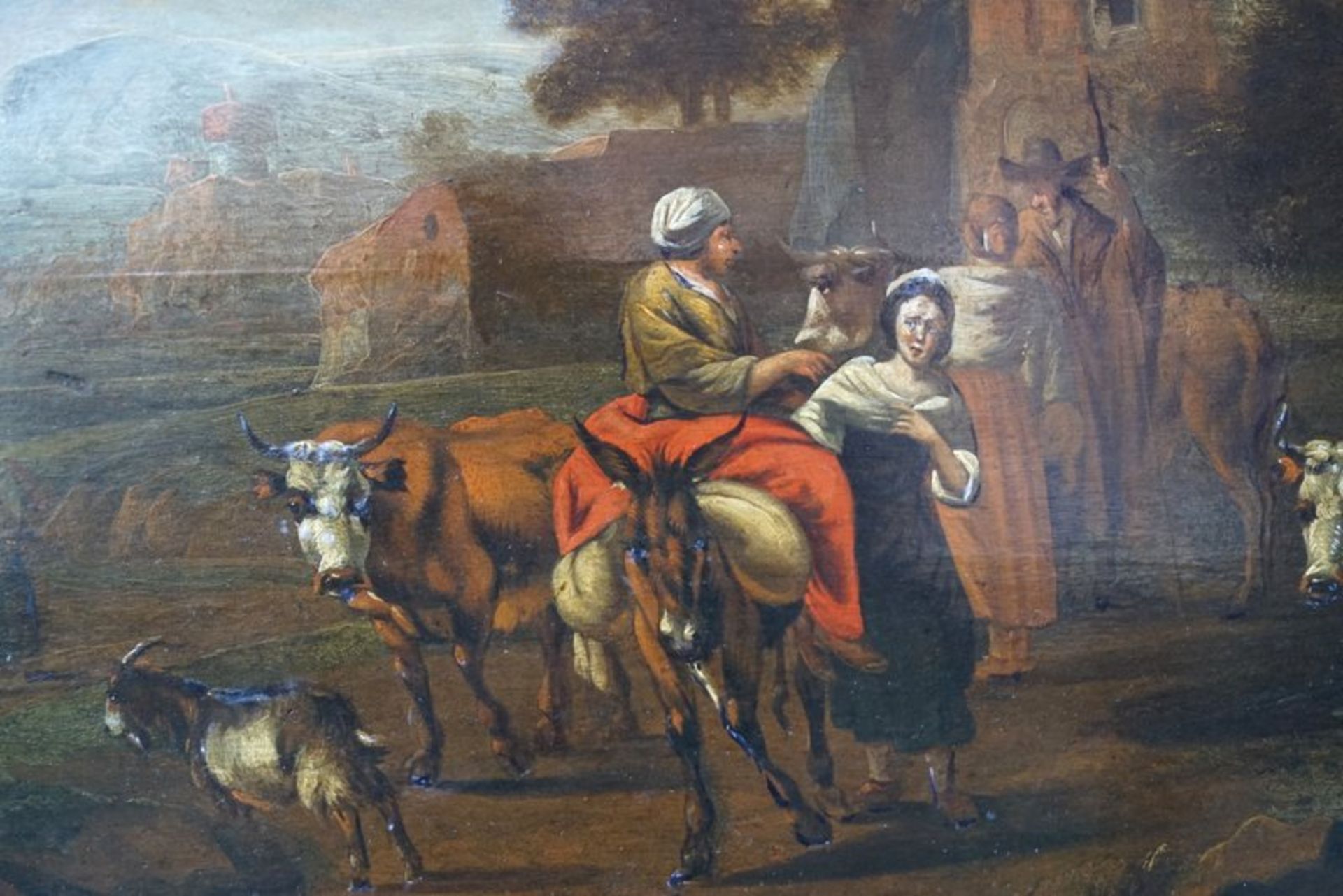 Begeyn, Abraham Jansz (1637 Leiden - 1697 Berlin): Rastenedes Volk an einer Italienischen Ruine,Öl - Image 2 of 6