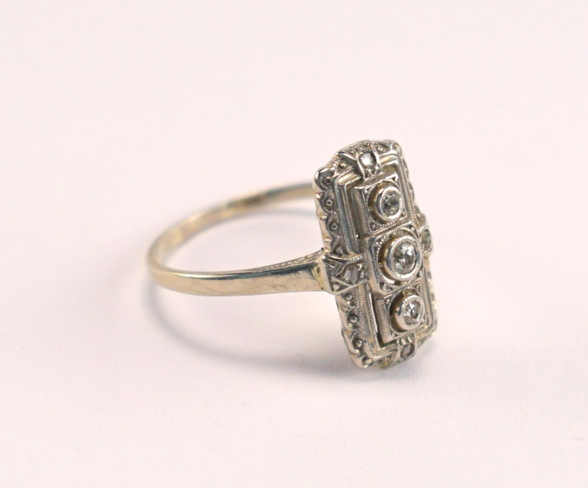 Altschliff-Diamant-Ring des Art Déco, 585 WG