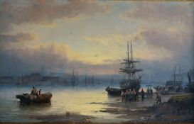 Thornly, George William: "Sunset- the Tessway below Chatham"