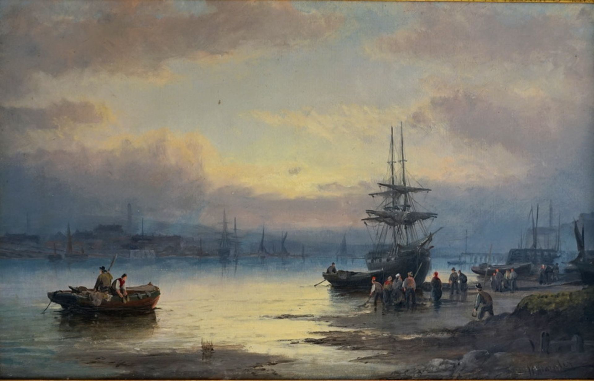 Thornly, George William: "Sunset- the Tessway below Chatham"