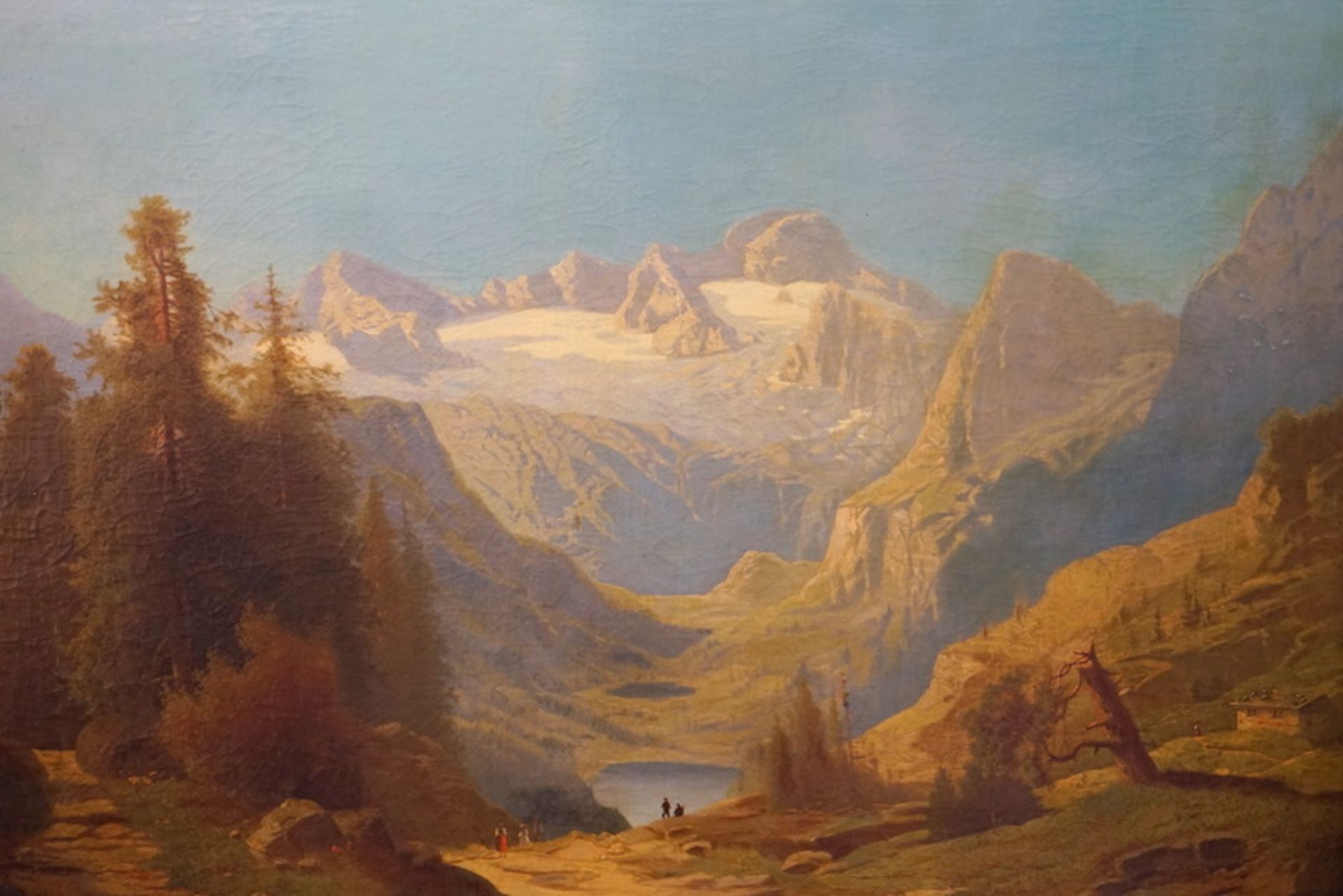 Chvala, Adolf: Großes Hochgebirgspanorama mit Gletscher, wohl Schweiz,dat.1874 - Bild 2 aus 6