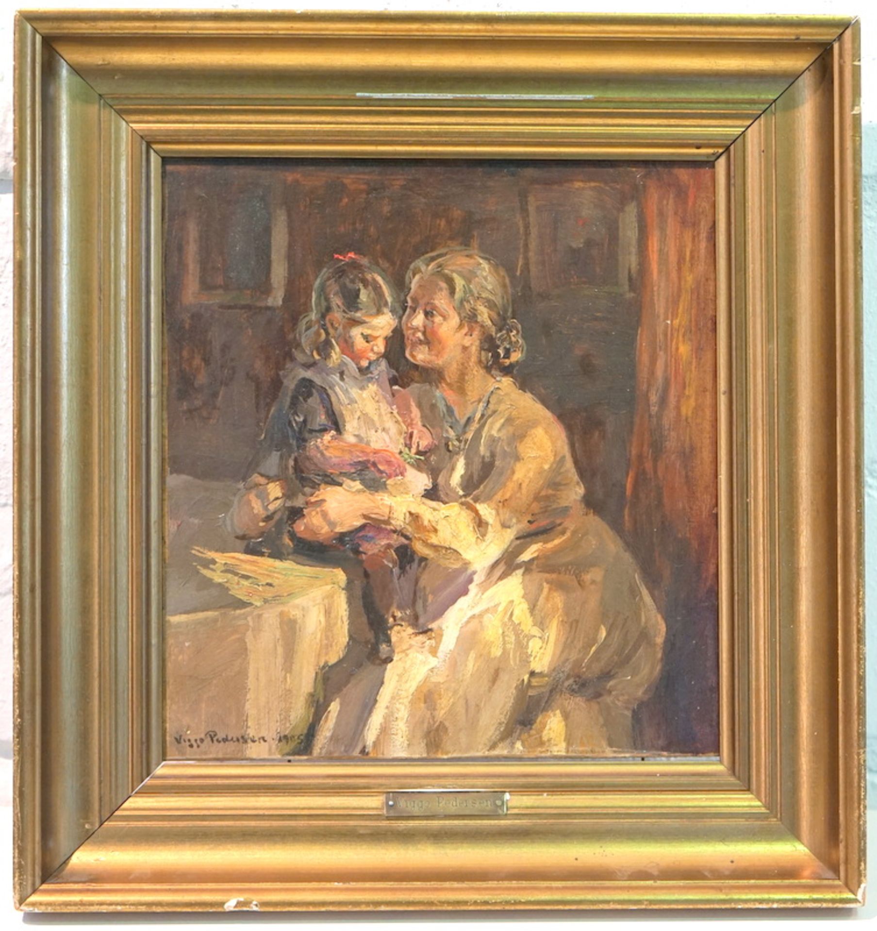 Pedersen, Viggo Christian Frederick Vilhelm: Mutter mit spielendem Kind im Morgenlicht, 1905