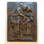 Kleines Bronze-Relief, Judith mit dem Kopf d. Holofernes, 16.Jhd.