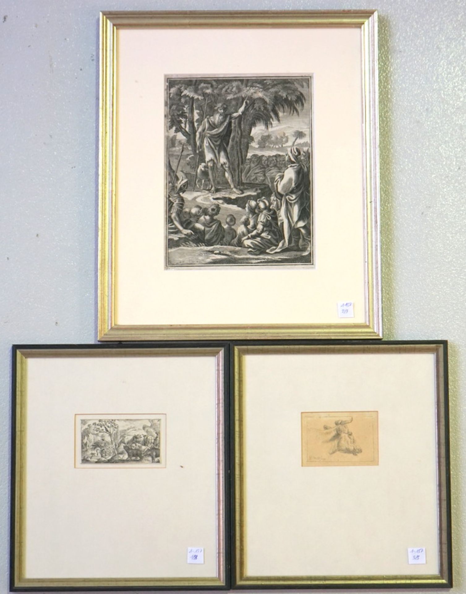 Drei alte Kupferstiche, u.a. von Johann Wilhelm Baur (1600-1642)