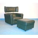 Zanotta, Aurelio ab 1958: Bequemer Designer-Ledersessel mit Ottoman