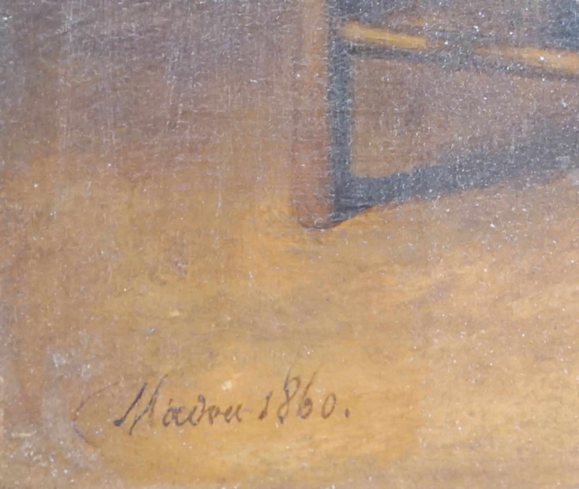Madou, Jean-Baptiste: Porträt eines sitzenden Herrn mit Zweispitz, dat. 1860 - Image 3 of 6
