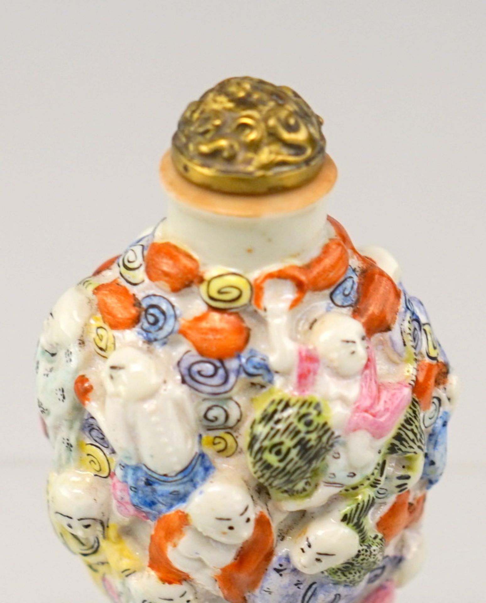Snuff Bottle, 1000 Buddhas, Familie Rose, Qianlong Marke - Bild 3 aus 4