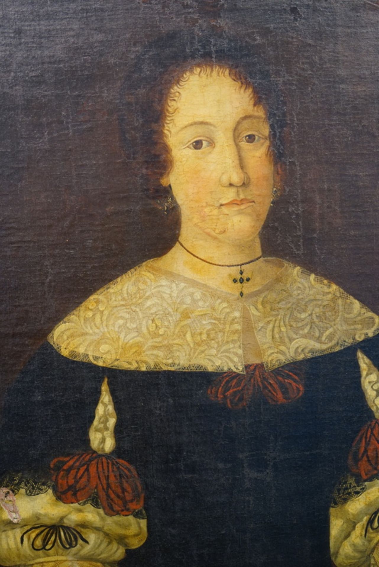 Adelige Dame mit aufwendigem Spitzenkleid ca. um 1800 - Image 3 of 6