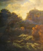 Ruisdael, Jacob van (Nachfolger ): Große Gebirgslandschaft mit Wasserfall und Burg