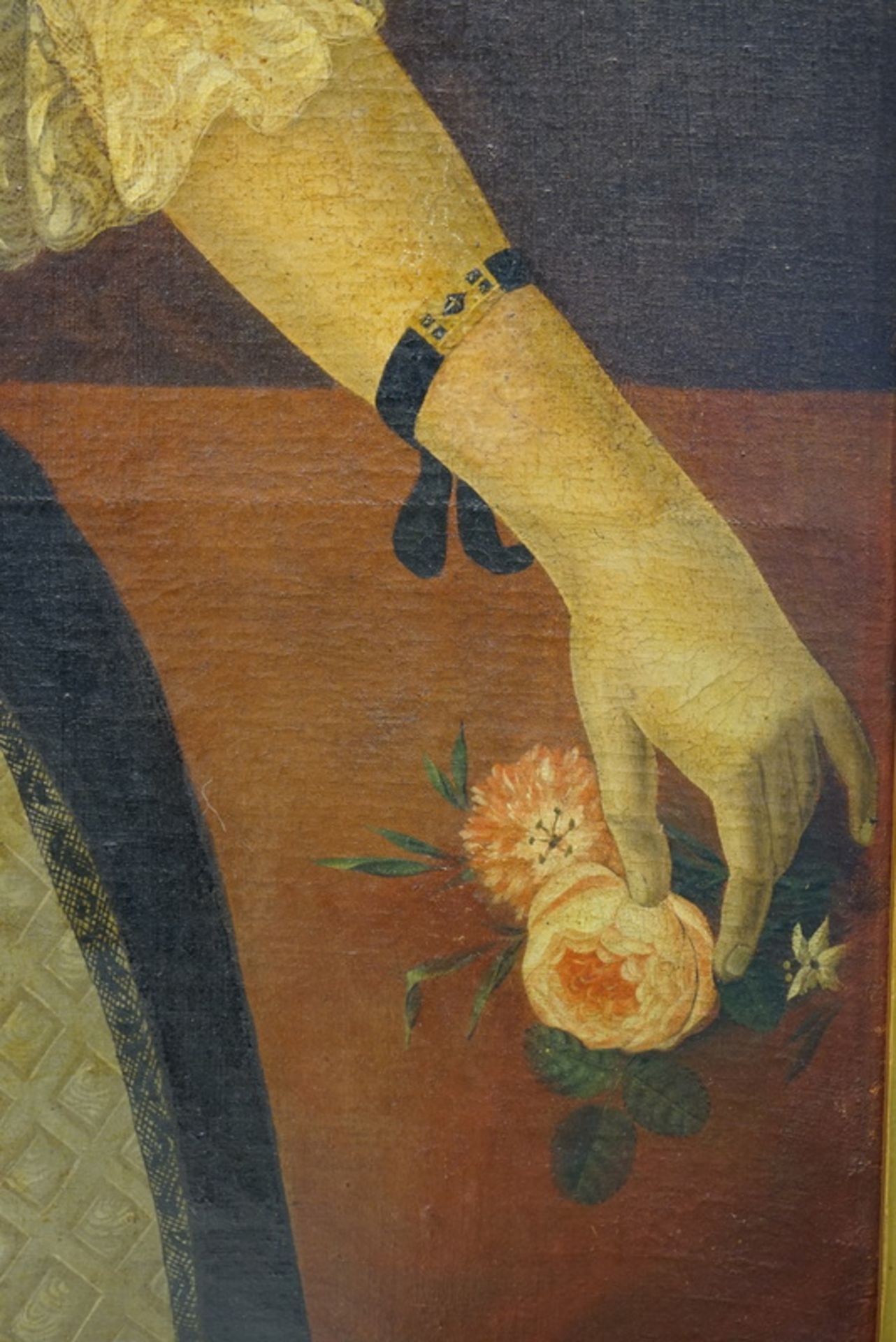 Adelige Dame mit aufwendigem Spitzenkleid ca. um 1800 - Image 5 of 6