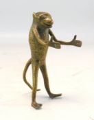 Alte Bronze eines Affen mit fehlenden Attributen, Indien wohl 18./19. Jhd.