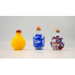 Drei alte Peking Glas Snuff Bottles (Gelb)