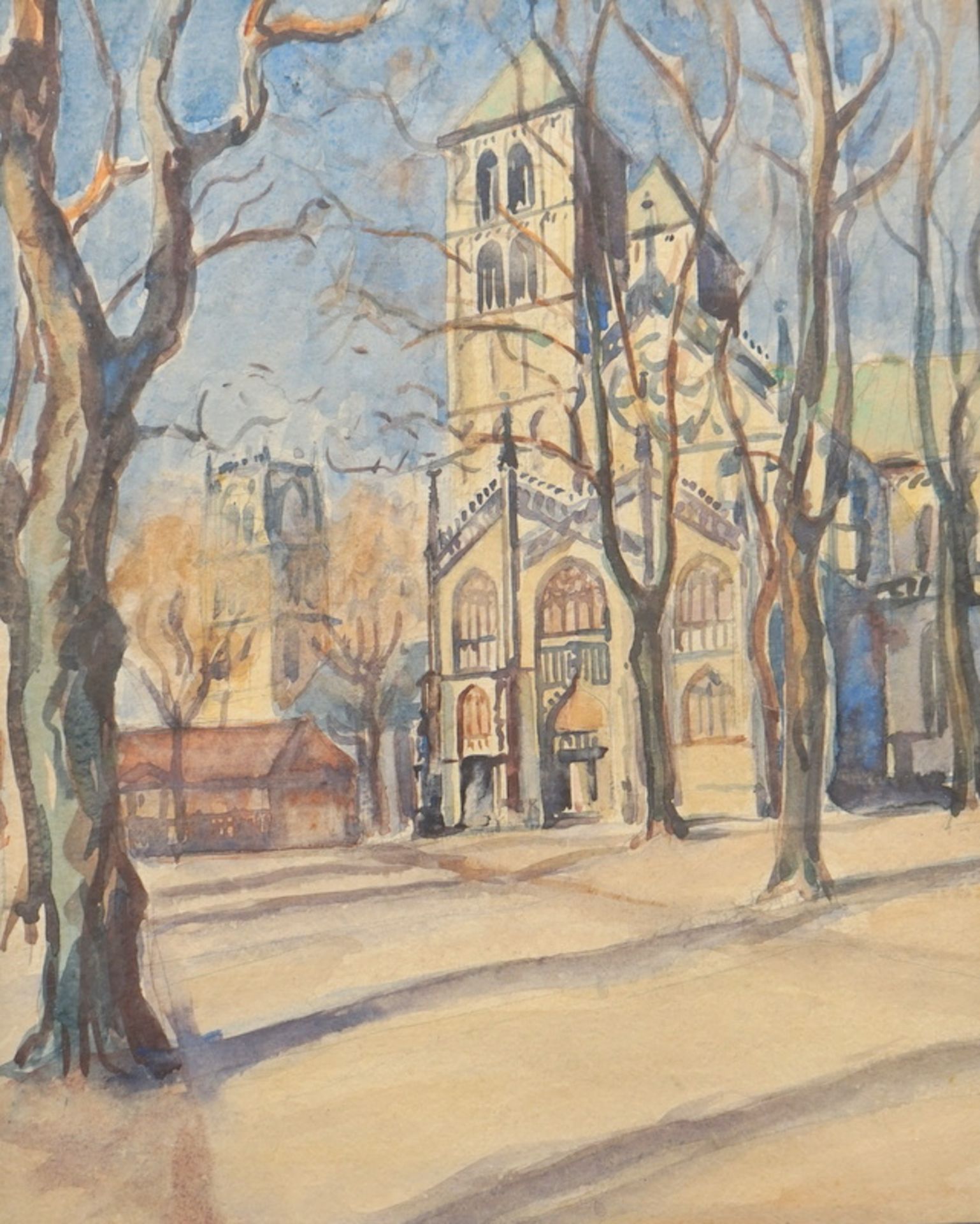 Götting, Wilhelm: Kirchen Aquarelle Ansichten von Münster Domplatz und Lambertikirche - Bild 3 aus 3