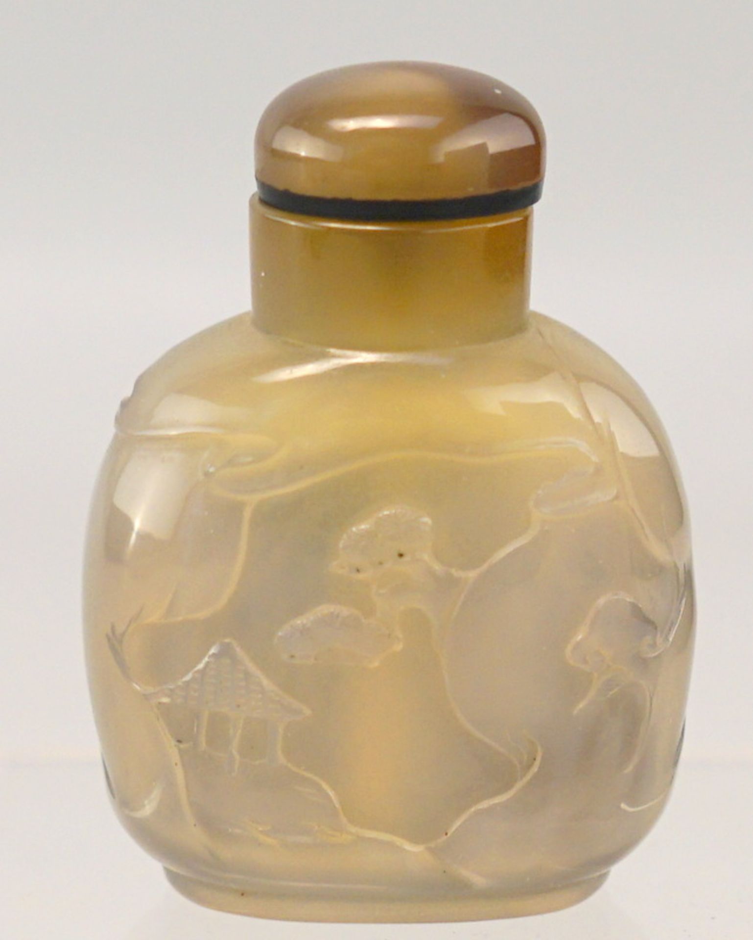 Zwei Snuff Bottle: Achat jeweils mit Reliefschnitzereien, China Qing Dyn. - Bild 5 aus 6