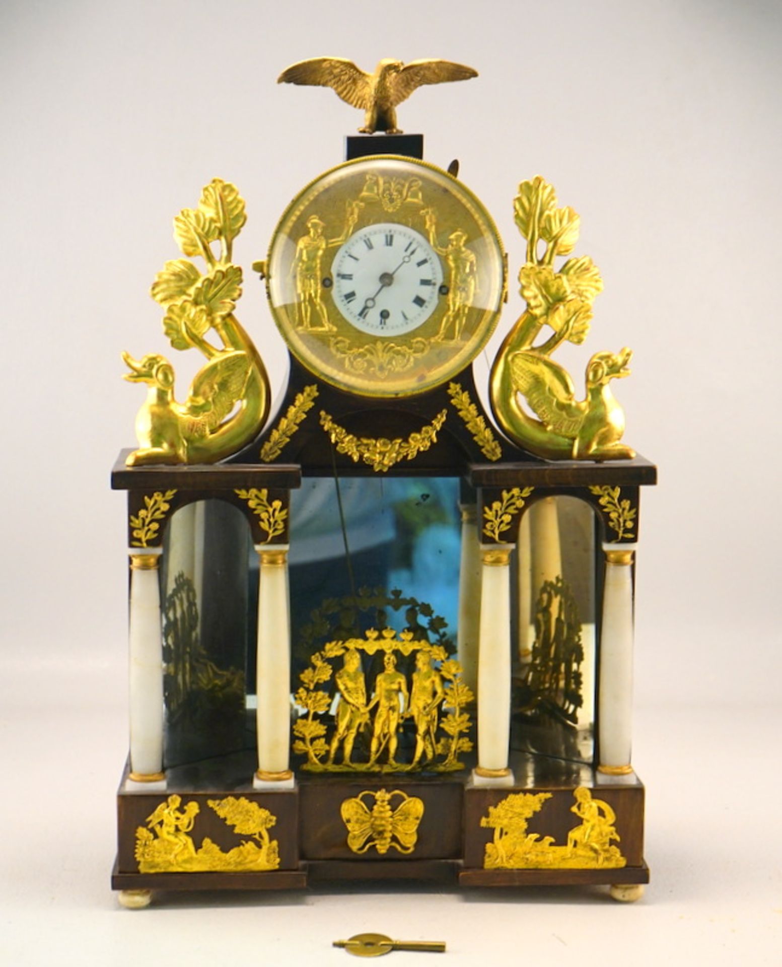 Große Wiener Säulenuhr mit Automat und Jaquemart, ca. 1820